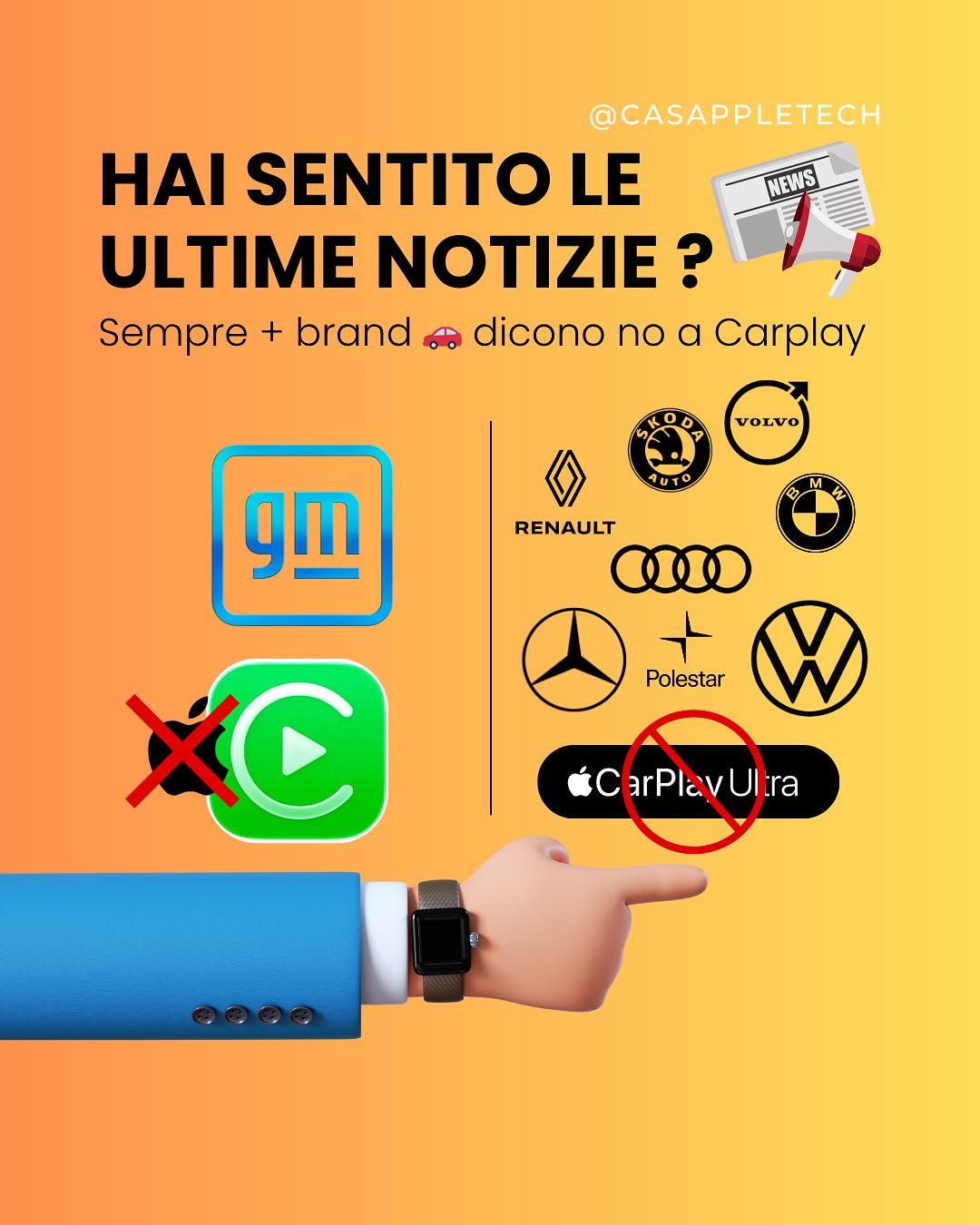 Hai sentito le ultime? 😳 — General Motors ha detto addio a CarPlay, e anche gruppi come Audi e Volkswagen…