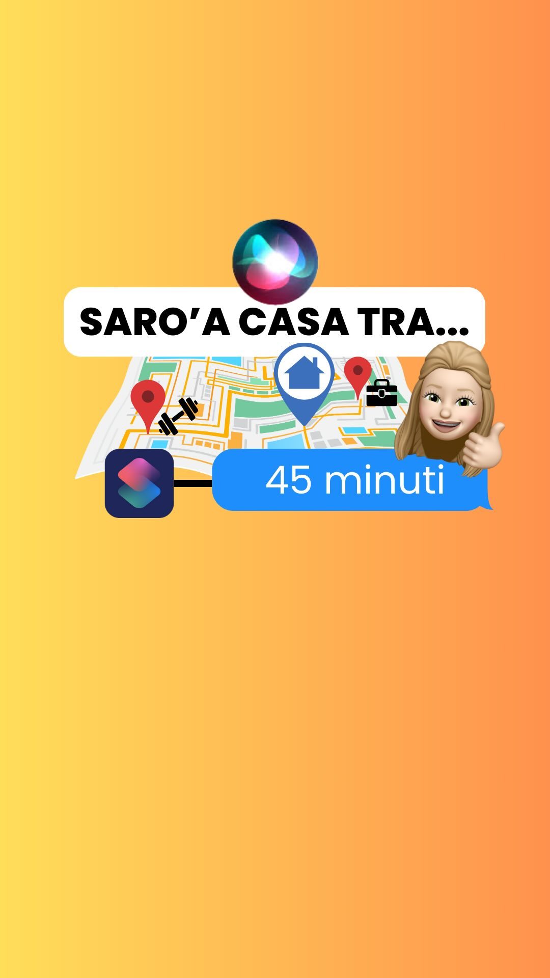 Comando rapido che calcola il tempo di arrivo a casa da luoghi che frequenti spesso.⚒️💼🧑‍🔧🏋️‍♂️👟